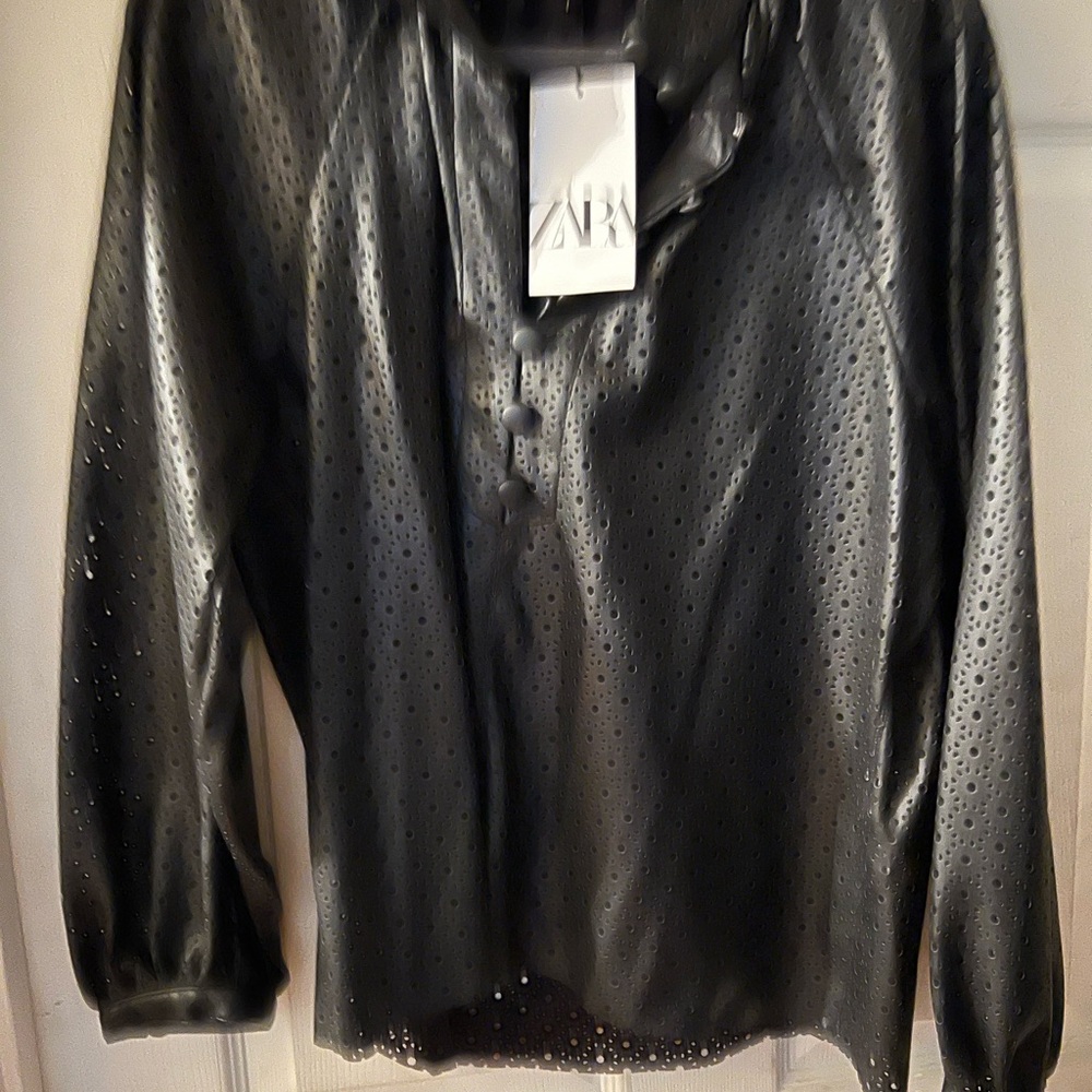Zara Faux Leather Blouse